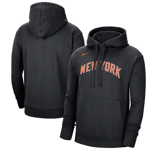 Men's New York Knicks Black 2022/23 City Edition Essential Pullover Hoodie